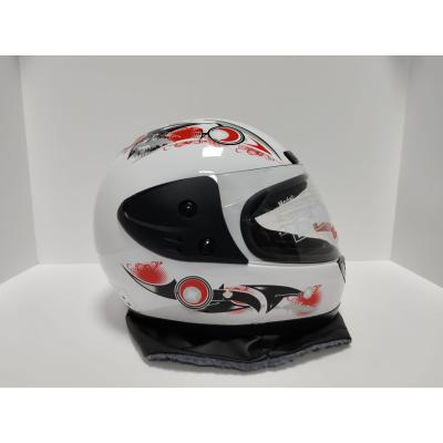 Full Face Kask-İthal-Derili 'Beyaz-Kırmızı Desenli''Koli İçeriği 12 Adettir.'
