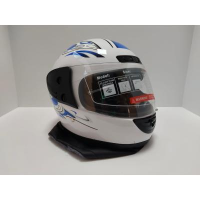 Full Face Kask-İthal-Derili 'Mavi-Beyaz Desenli''Koli İçeriği 12 Adettir.'