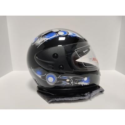 Full Face Kask-İthal-Derili 'Mavi-Siyah Desenli''Koli İçeriği 12 Adettir.'